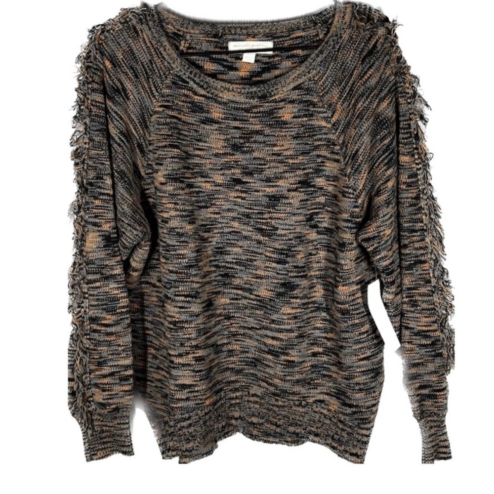 NWT Spiritual Gangster Chic Fringed Sweater in Pink & Gray Marle